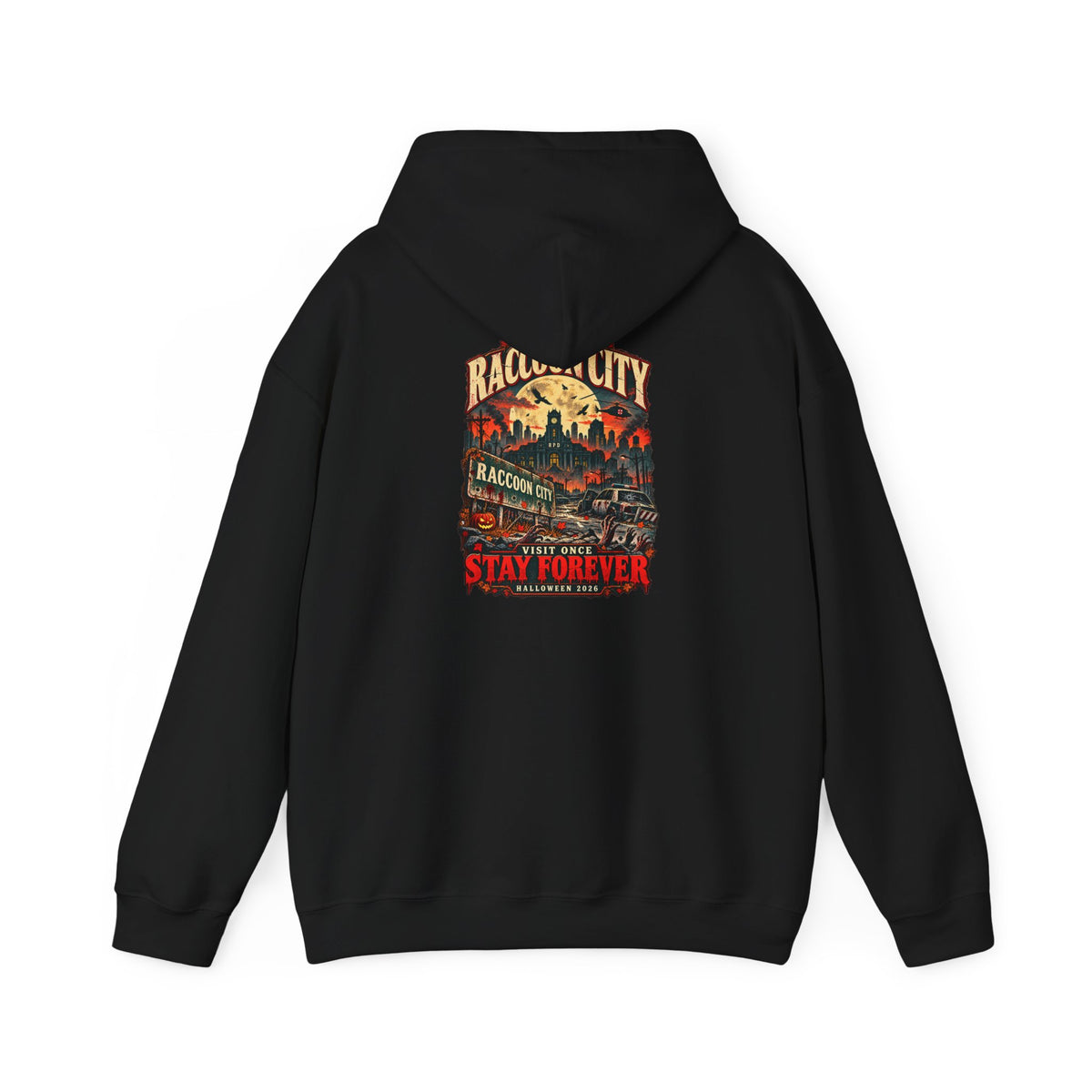 Welcome to Raccoon City Halloween 2026 Gildan 18500 Hoodie