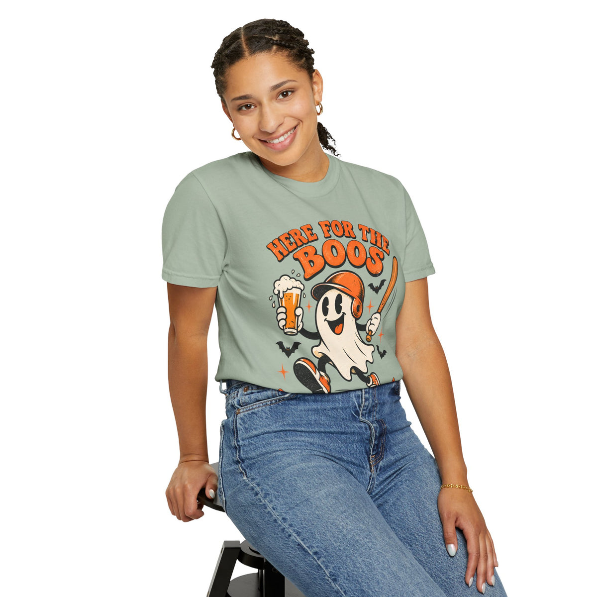 Here for the Boos Baseball Halloween Comfort Colors Tee