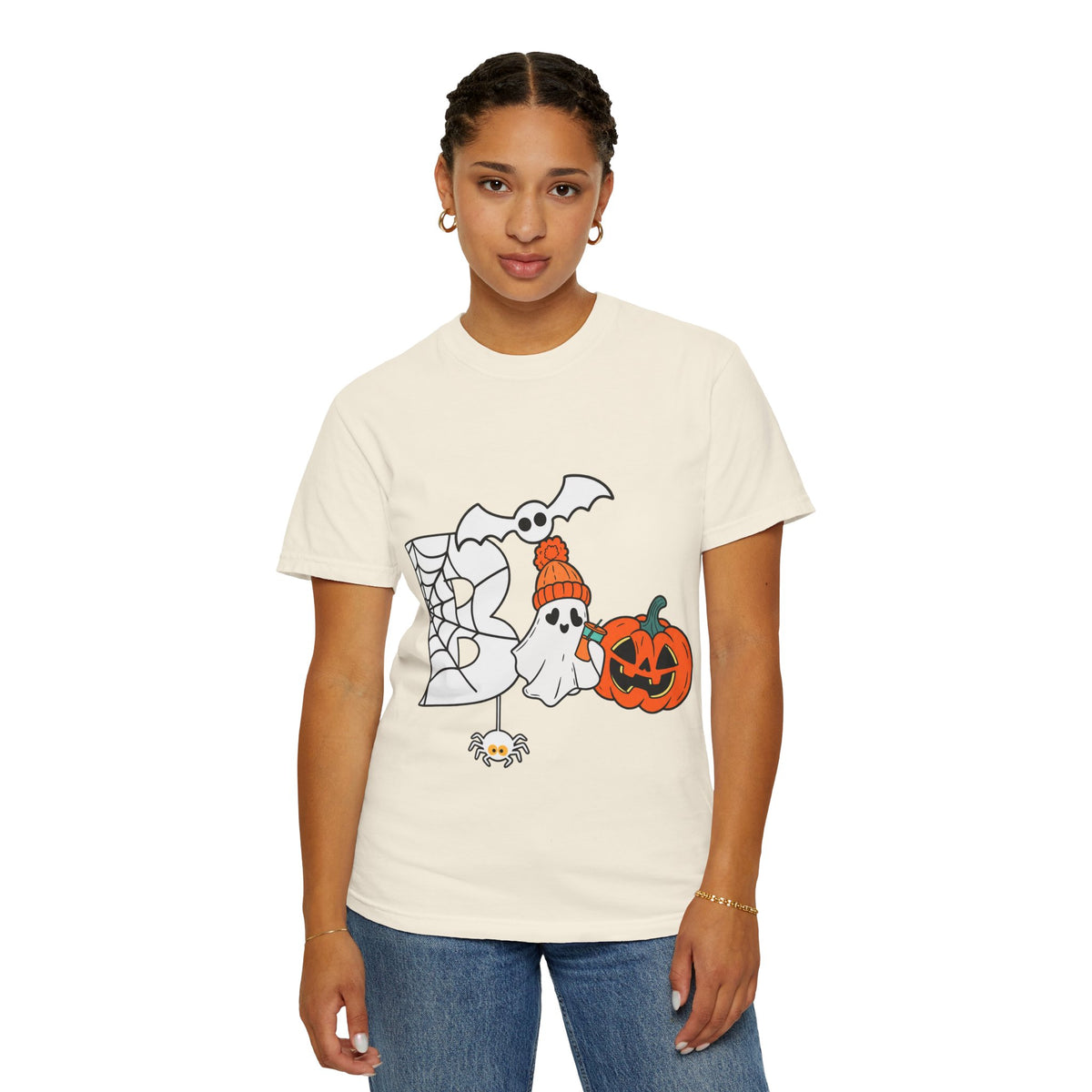 Cute Ghost Pumpkin Cozy Halloween Comfort Colors T-Shirt