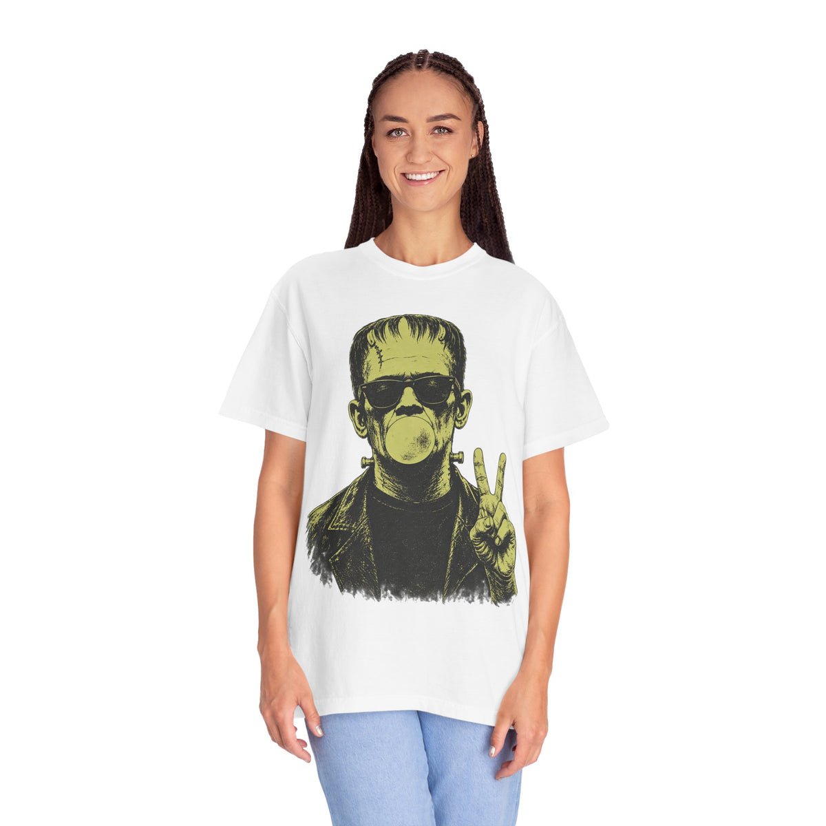 Frankenstein Bubblegum Peace Sign Comfort Colors T-Shirt
