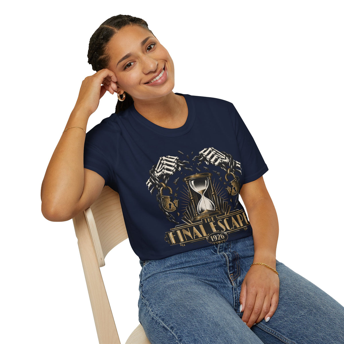 The Final Escape 1926 Shirt – Skeleton Chains Hourglass Art Deco Tee