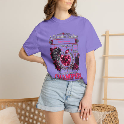 Personalized Champion Teacher October Birthday Comfort Colors Tee