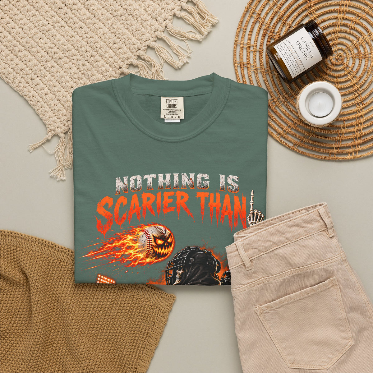 October Baseball Halloween Comfort Colors Graphic T-Shirt