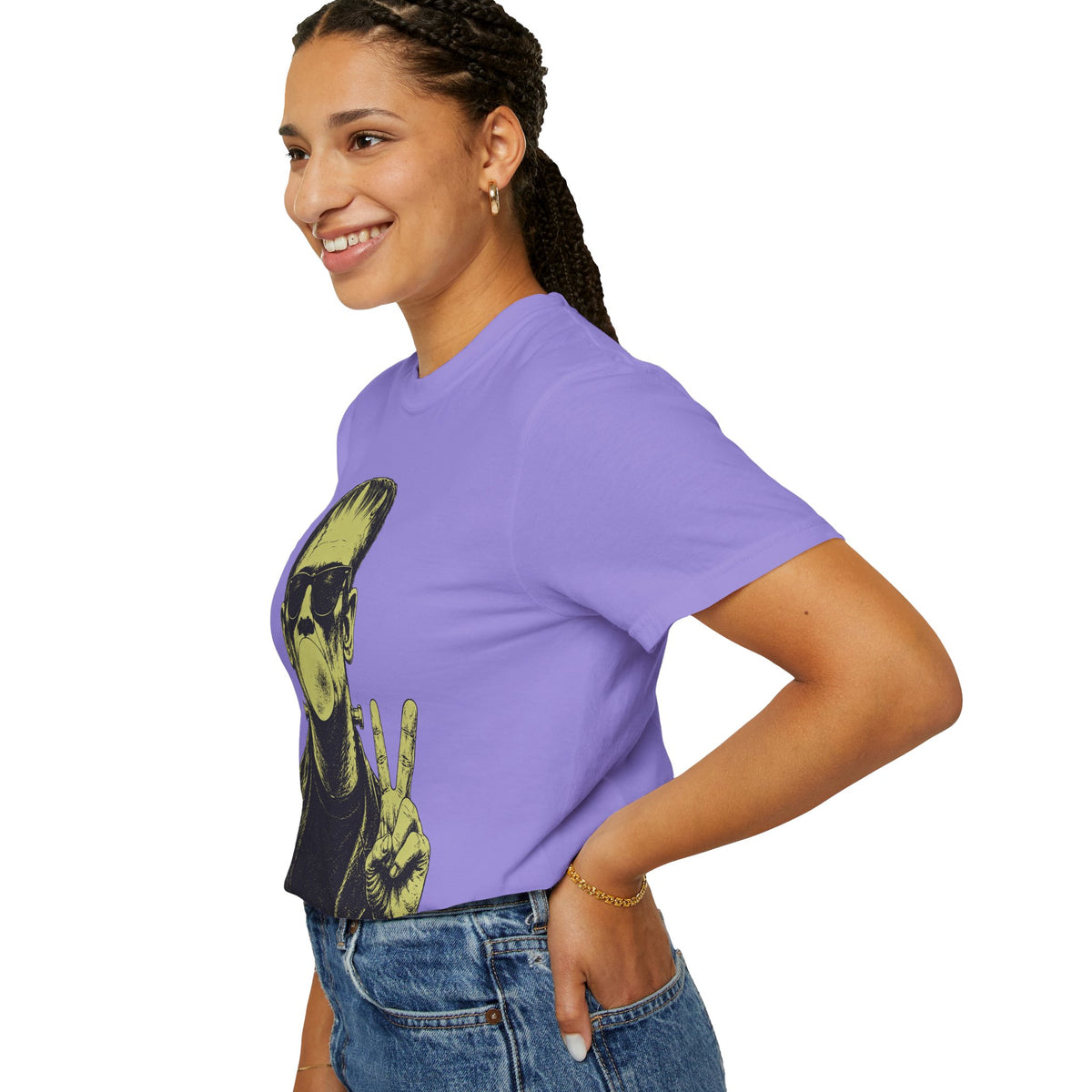 Frankenstein Bubblegum Peace Sign Comfort Colors T-Shirt