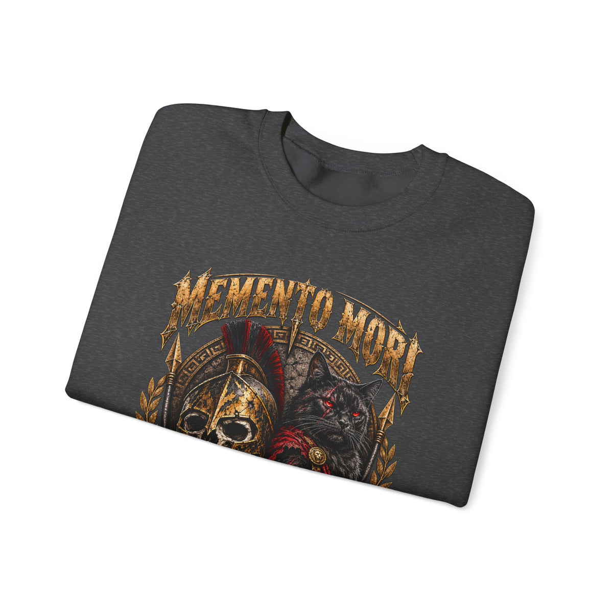 Memento Mori Nine Lives Spartan Cat Gildan 18000 Sweatshirt
