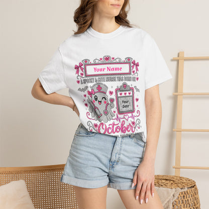 Personalized Spooky Cute Nurse October Birthday Comfort Colors Tee