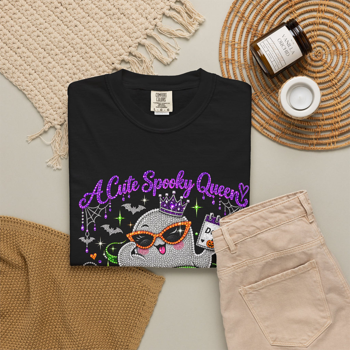 Personalized Spooky Queen October Birthday Comfort Colors Tee