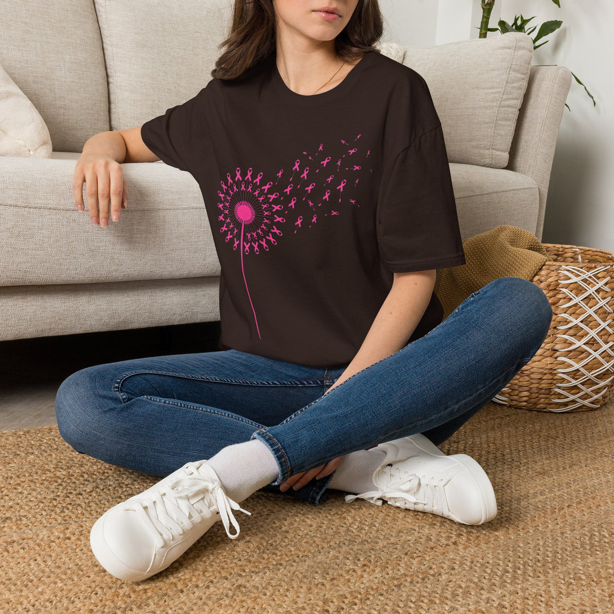 Pink Ribbon Dandelion Breast Cancer Awareness Tee