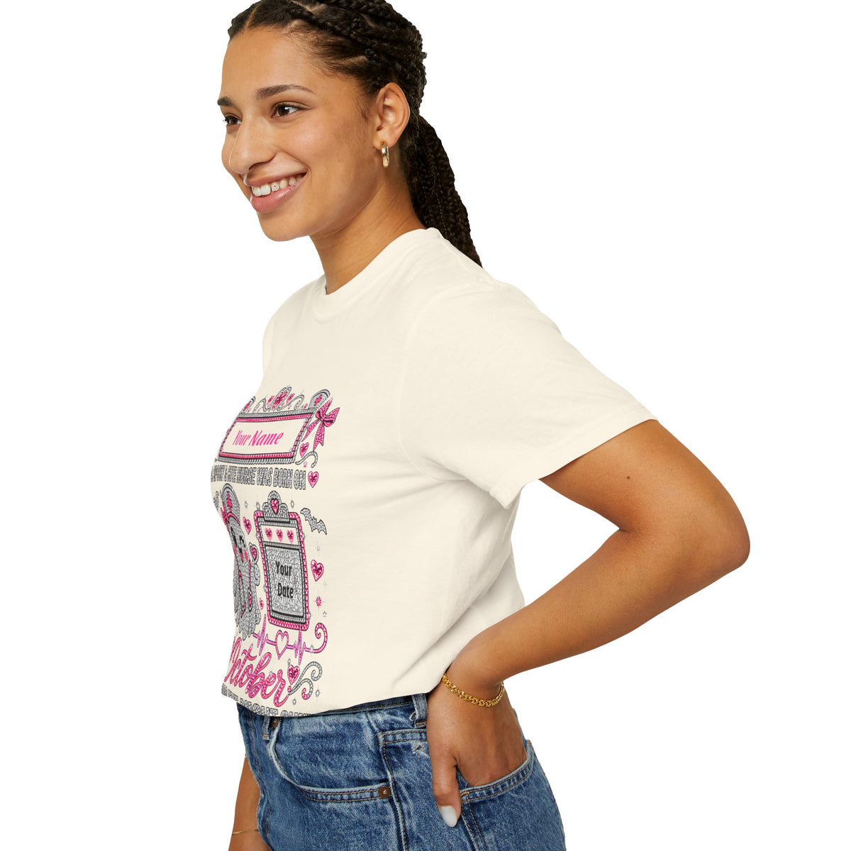 Personalized Spooky Cute Nurse October Birthday Comfort Colors Tee