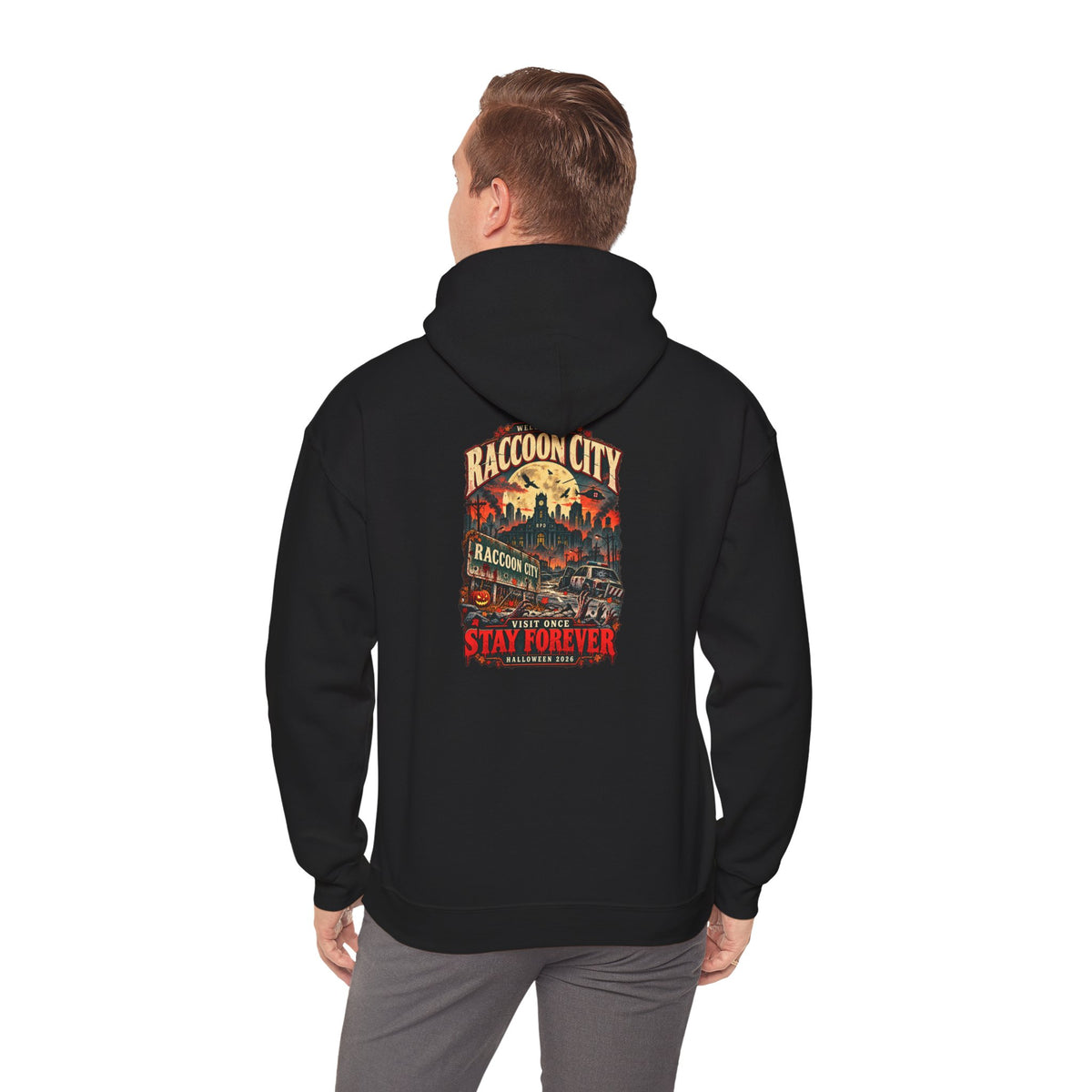 Welcome to Raccoon City Halloween 2026 Gildan 18500 Hoodie