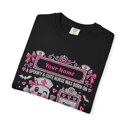 Personalized Spooky Cute Nurse October Birthday Comfort Colors Tee