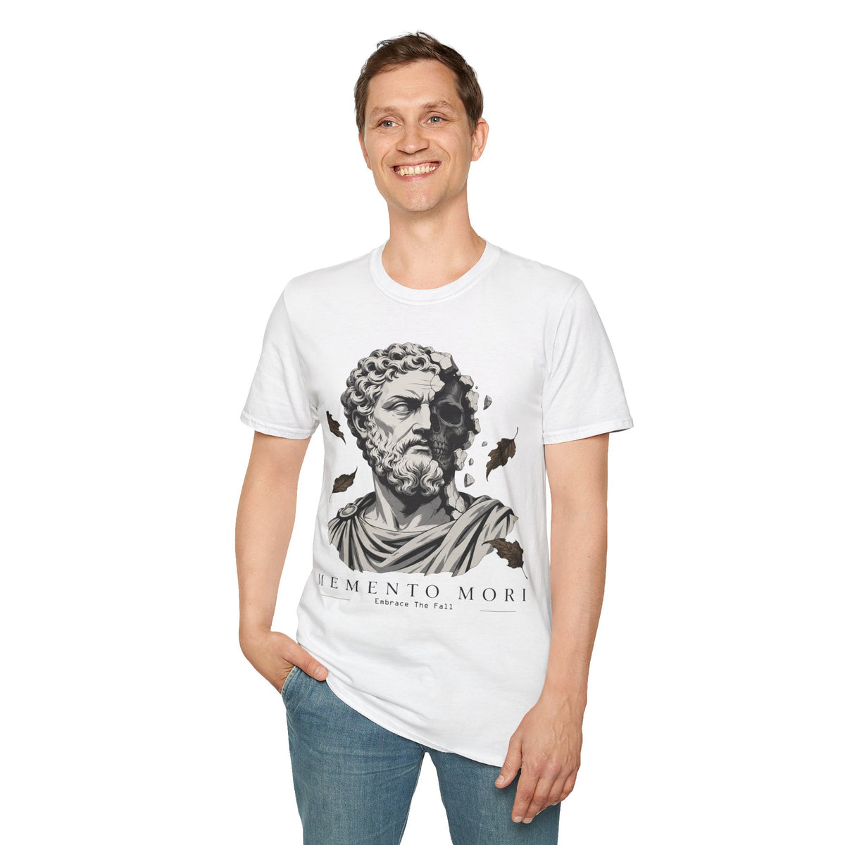 Memento Mori Embrace The Fall Shirt – Stoic Skull Statue Autumn Tee