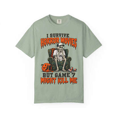 Horror Movies Game 7 Baseball Comfort Colors T-Shirt