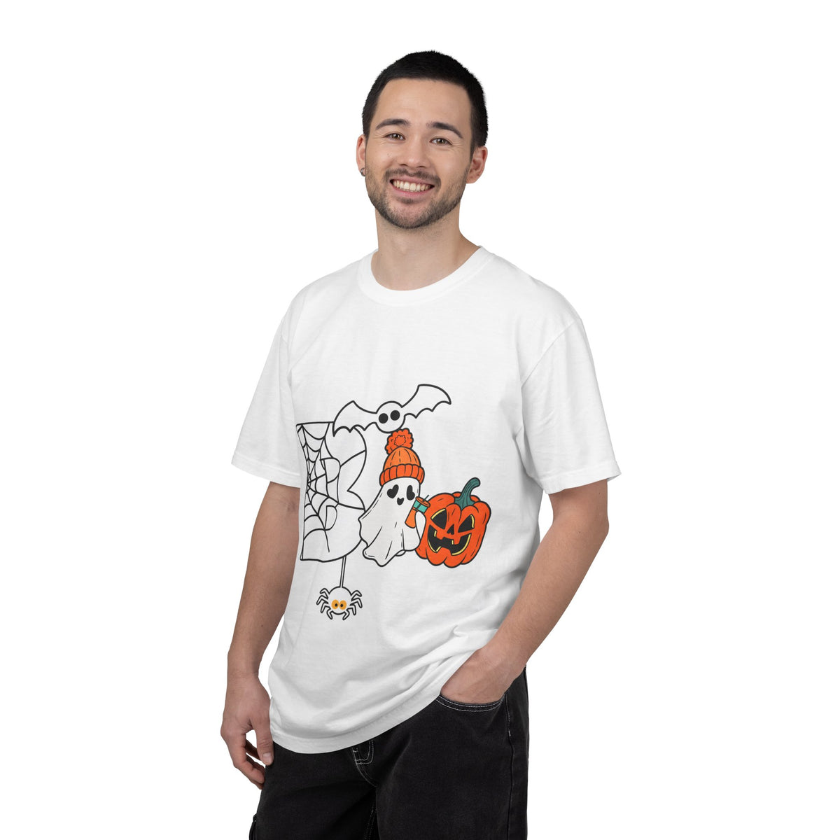 Cute Ghost Pumpkin Cozy Halloween Comfort Colors T-Shirt