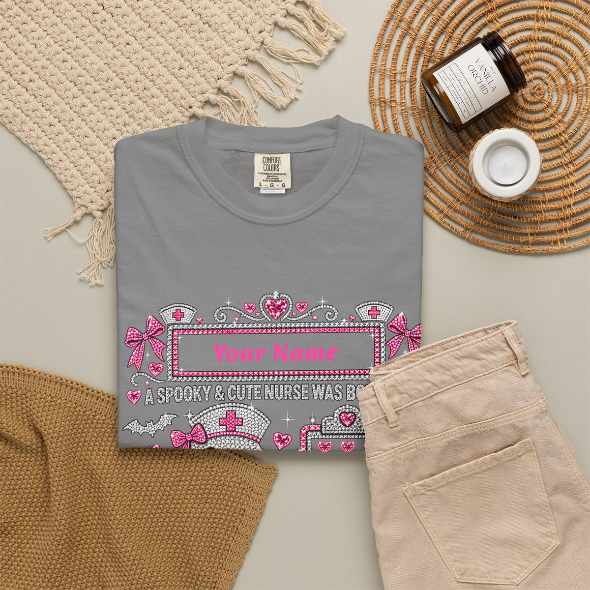 Personalized Spooky Cute Nurse October Birthday Comfort Colors Tee