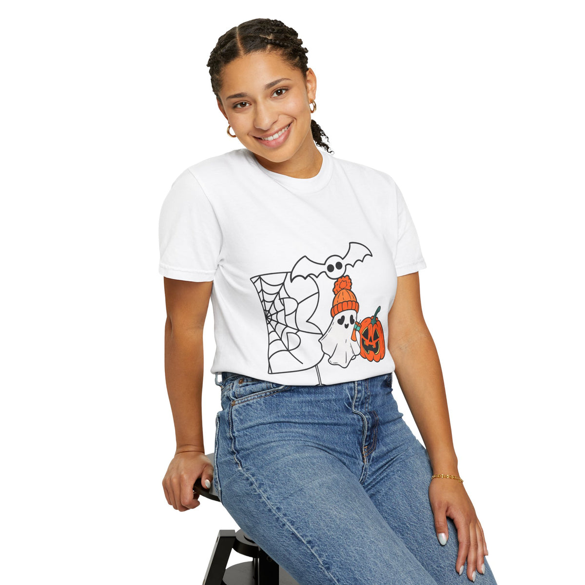 Cute Ghost Pumpkin Cozy Halloween Comfort Colors T-Shirt