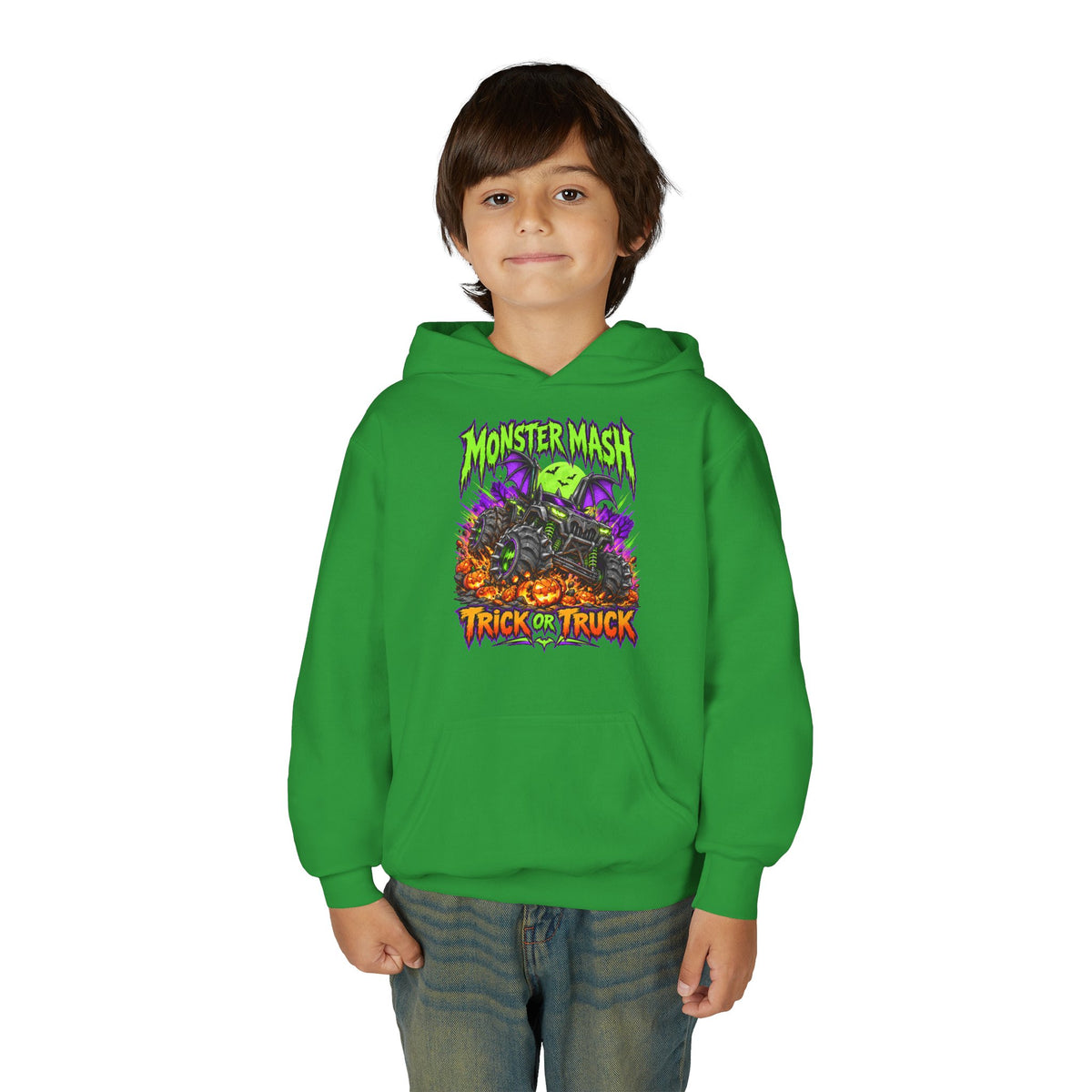 Monster Mash Trick or Truck Youth Halloween Hoodie