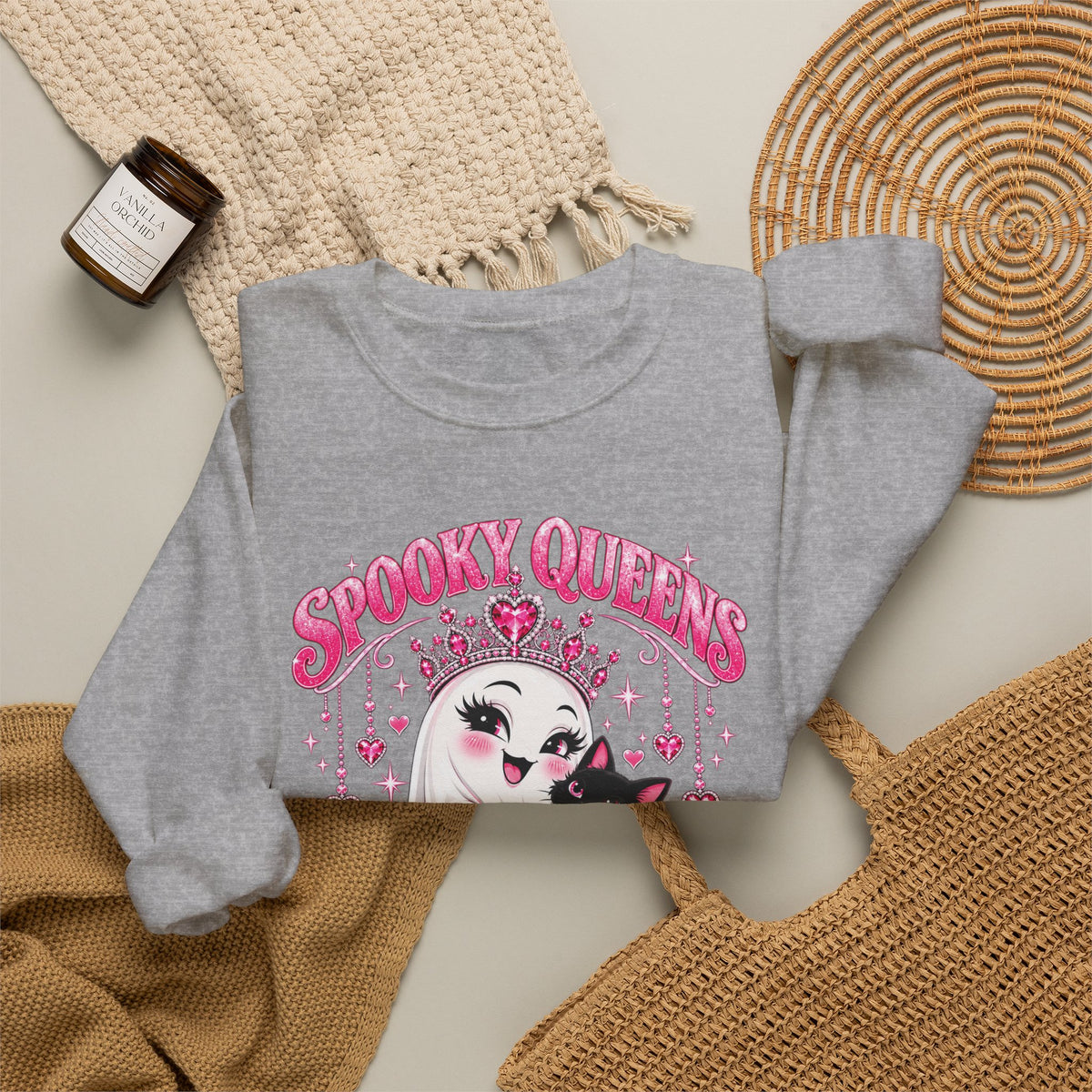 Spooky Queens Are Born in October Gildan 18000 Sweatshirt