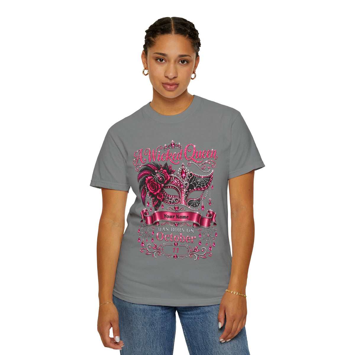 Personalized Wicked Queen October Birthday Comfort Colors Tee