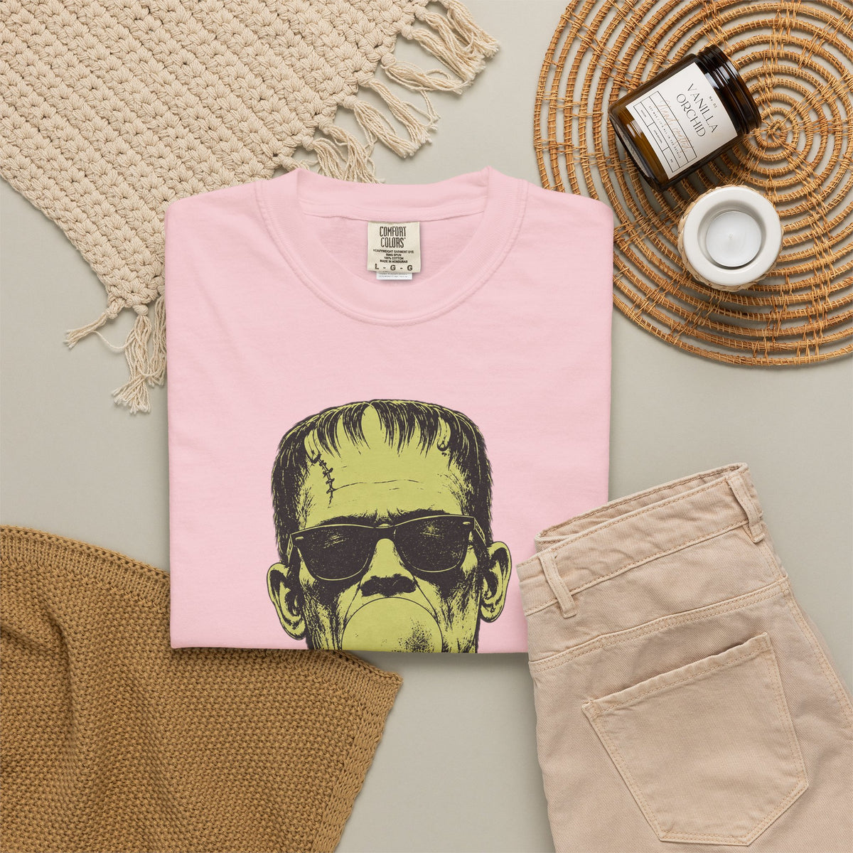 Frankenstein Bubblegum Peace Sign Comfort Colors T-Shirt