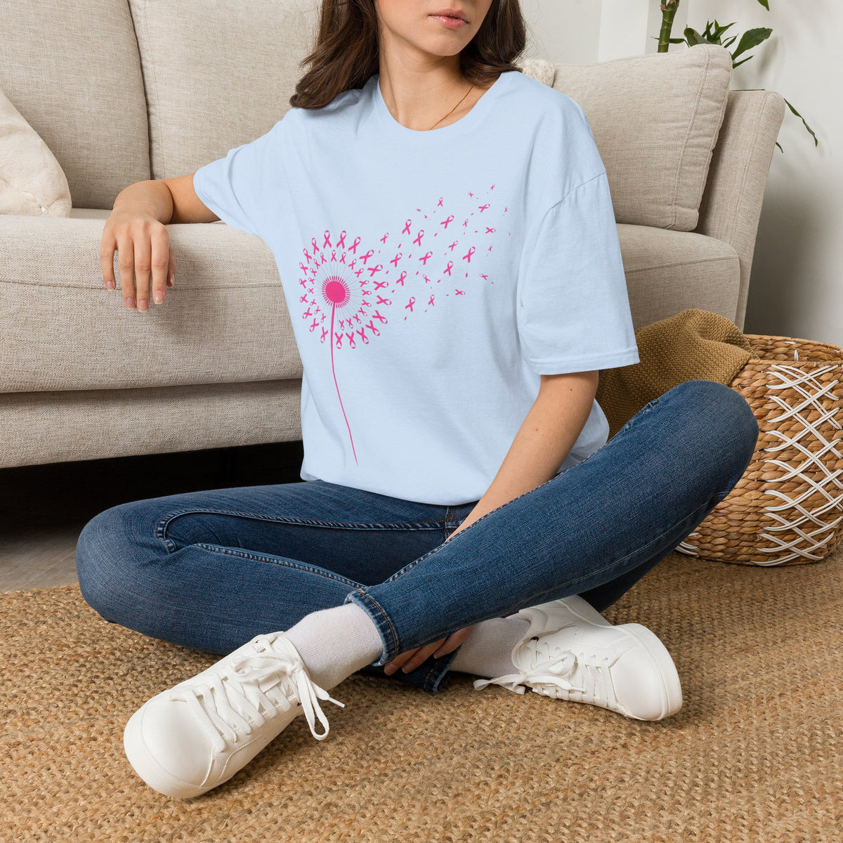 Pink Ribbon Dandelion Breast Cancer Awareness Tee