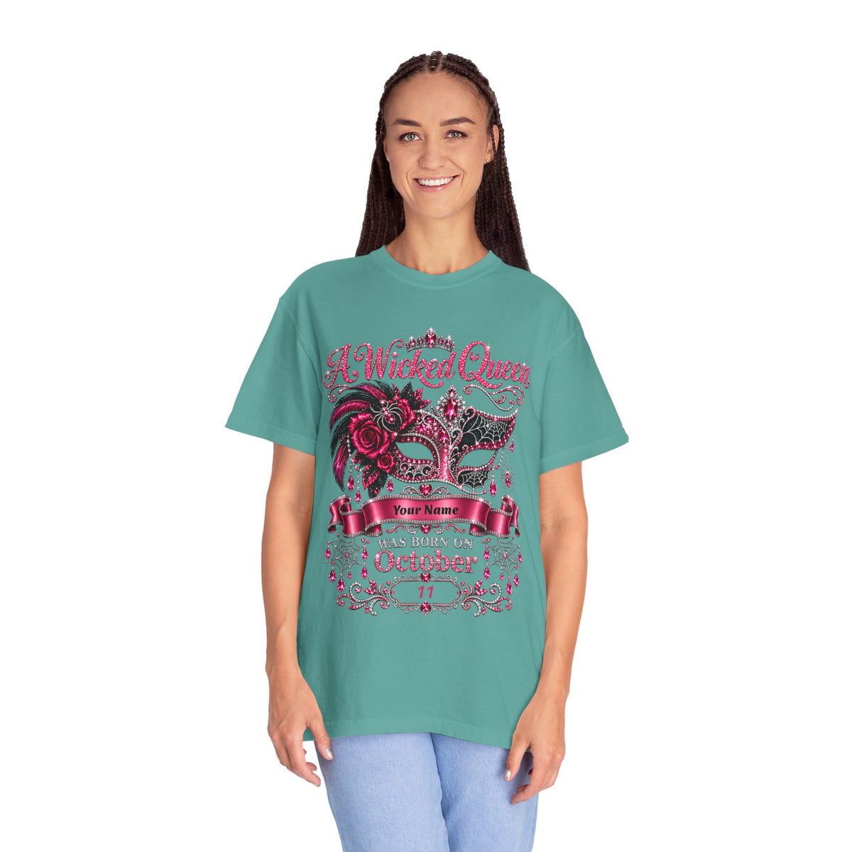 Personalized Wicked Queen October Birthday Comfort Colors Tee