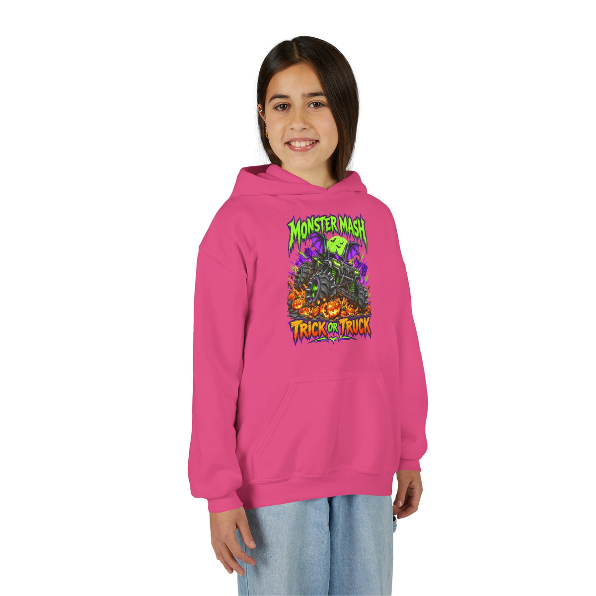 Monster Mash Trick or Truck Youth Halloween Hoodie