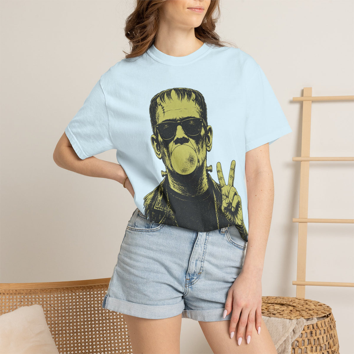 Frankenstein Bubblegum Peace Sign Comfort Colors T-Shirt