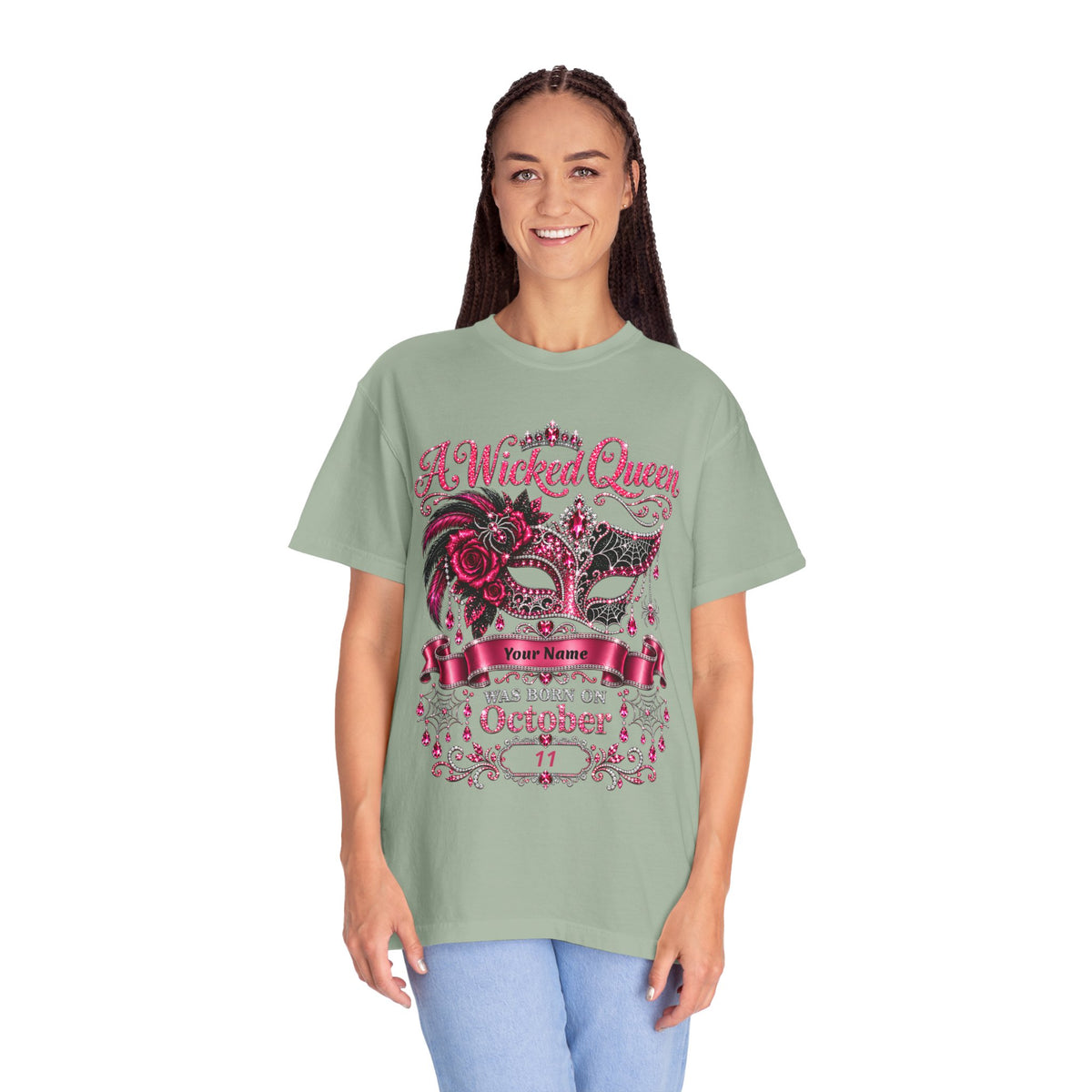 Personalized Wicked Queen October Birthday Comfort Colors Tee