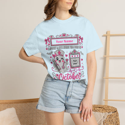 Personalized Spooky Cute Nurse October Birthday Comfort Colors Tee
