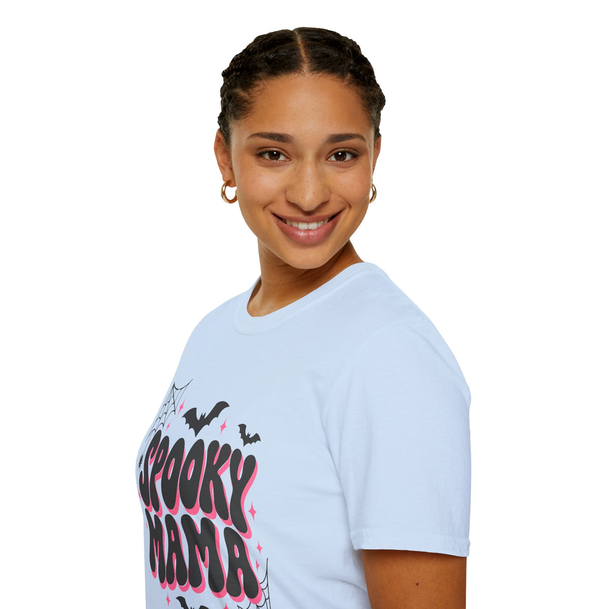 Spooky Mama Halloween Shirt – Retro Pink Bat & Spider Web Mom Tee