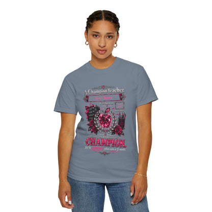 Personalized Champion Teacher October Birthday Comfort Colors Tee