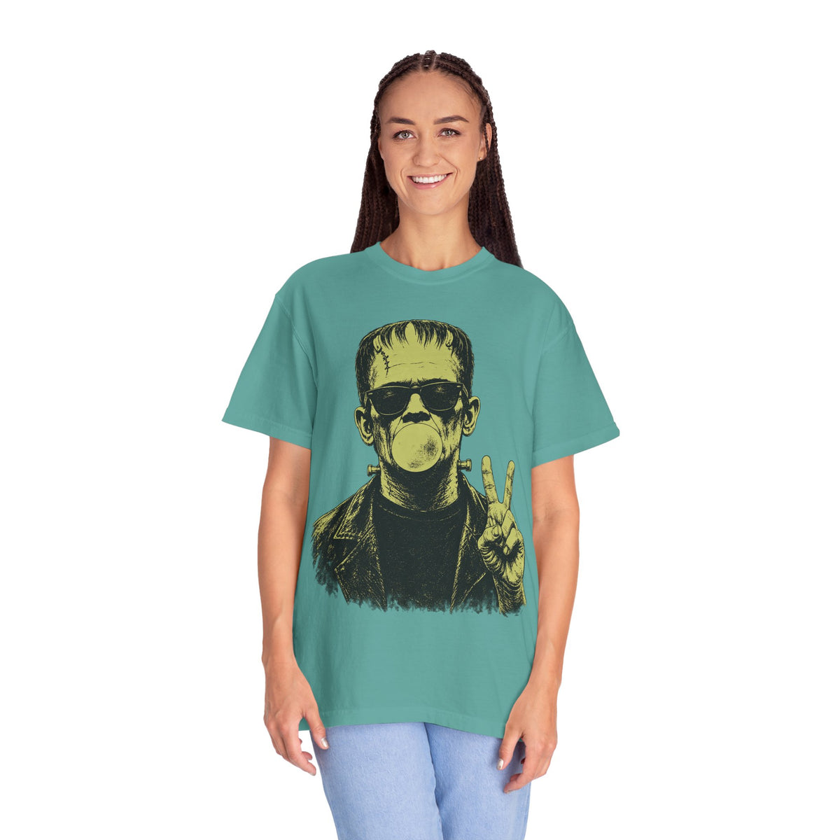 Frankenstein Bubblegum Peace Sign Comfort Colors T-Shirt