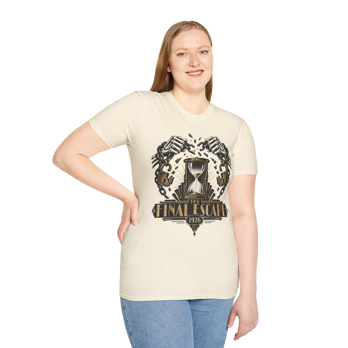 The Final Escape 1926 Shirt – Skeleton Chains Hourglass Art Deco Tee