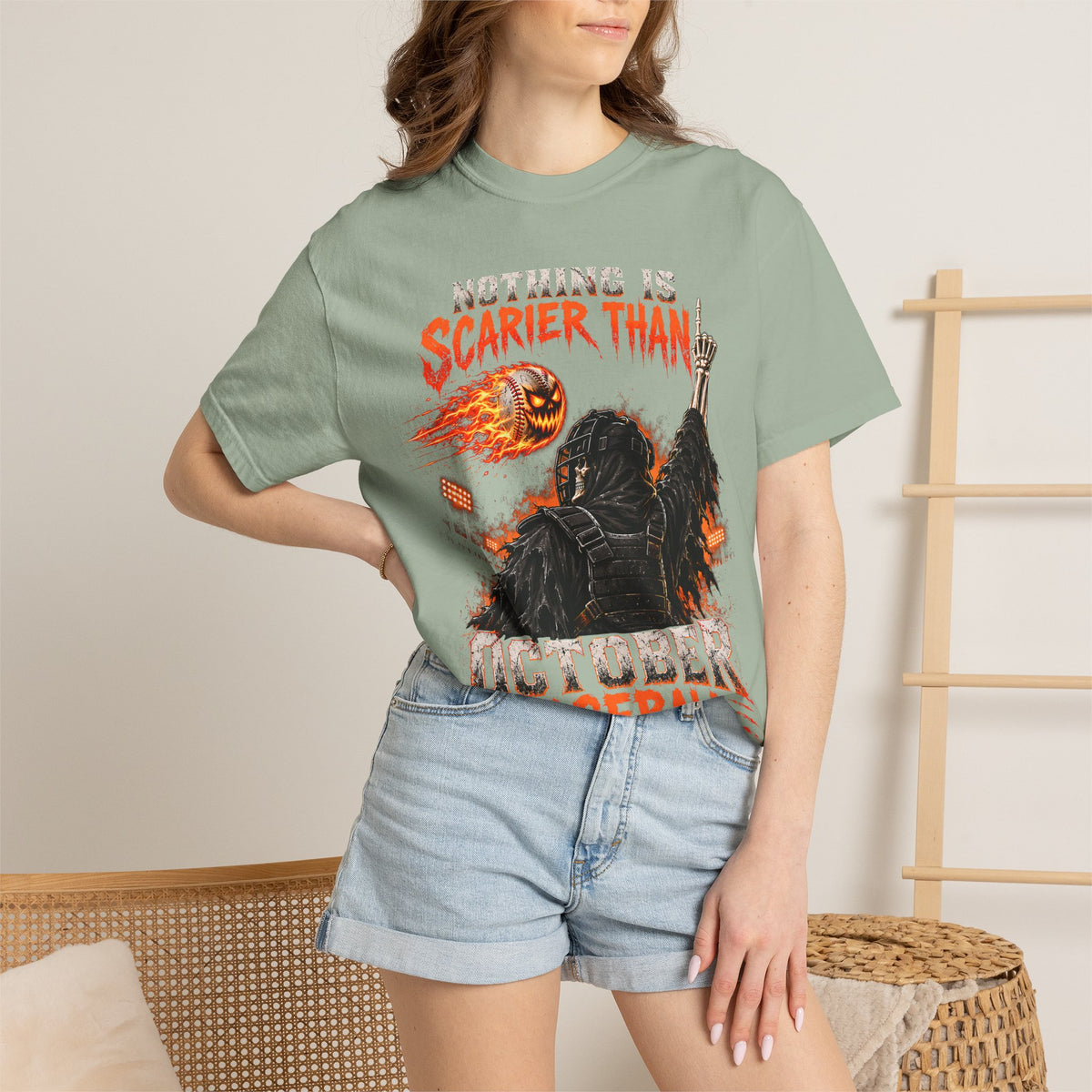 October Baseball Halloween Comfort Colors Graphic T-Shirt