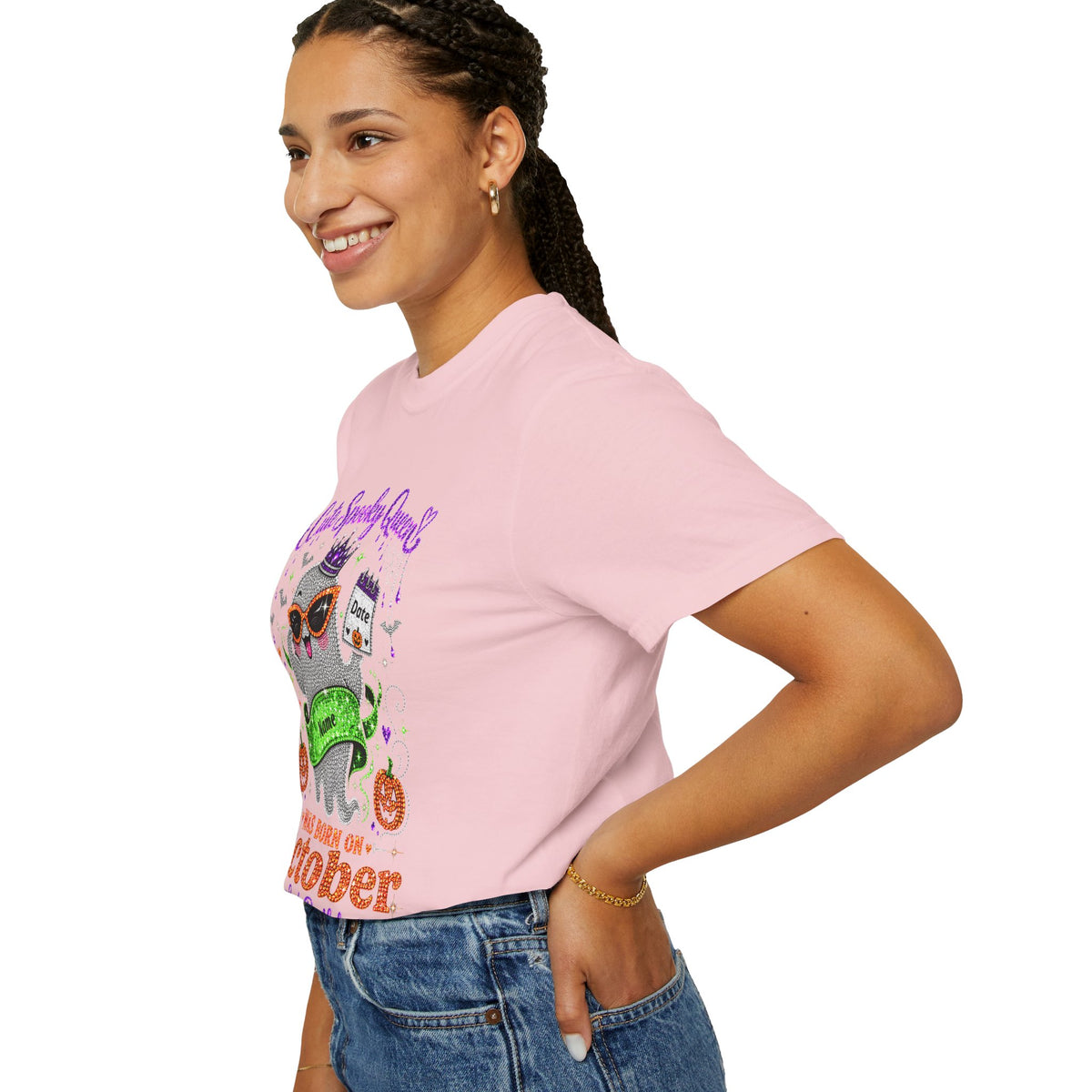 Personalized Spooky Queen October Birthday Comfort Colors Tee