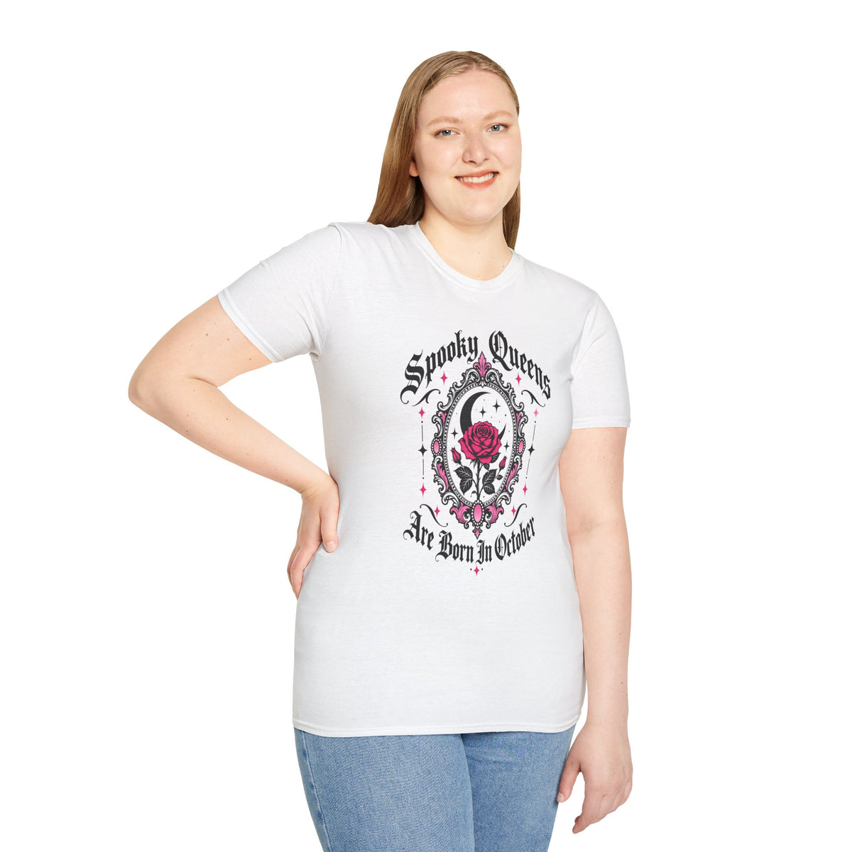 Spooky Queens Are Born In October Shirt – Gothic Rose Halloween Birthday Tee