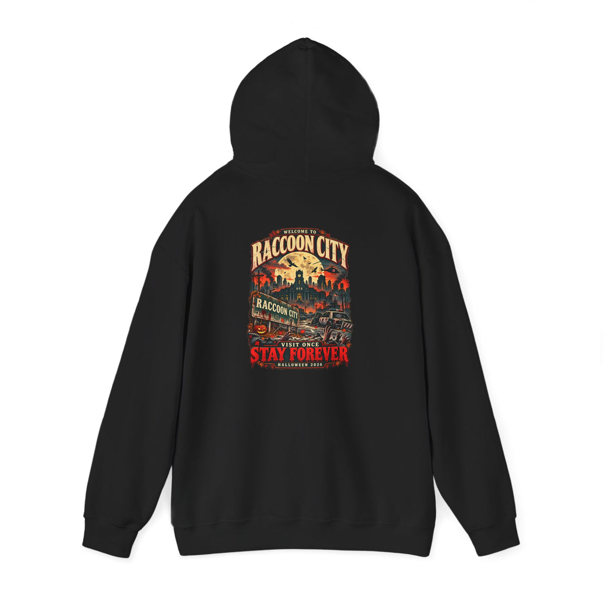 Welcome to Raccoon City Halloween 2026 Gildan 18500 Hoodie