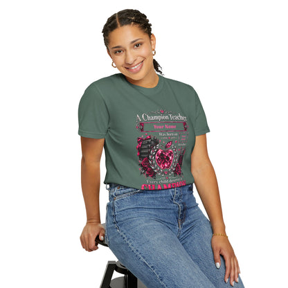 Personalized Champion Teacher October Birthday Comfort Colors Tee