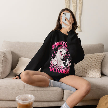 Spooky Queens Are Born in October Gildan 18000 Sweatshirt