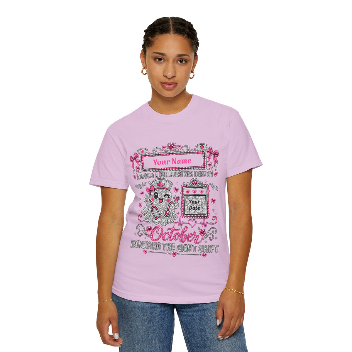 Personalized Spooky Cute Nurse October Birthday Comfort Colors Tee