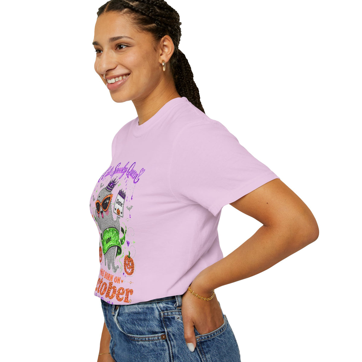 Personalized Spooky Queen October Birthday Comfort Colors Tee