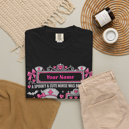 Personalized Spooky Cute Nurse October Birthday Comfort Colors Tee