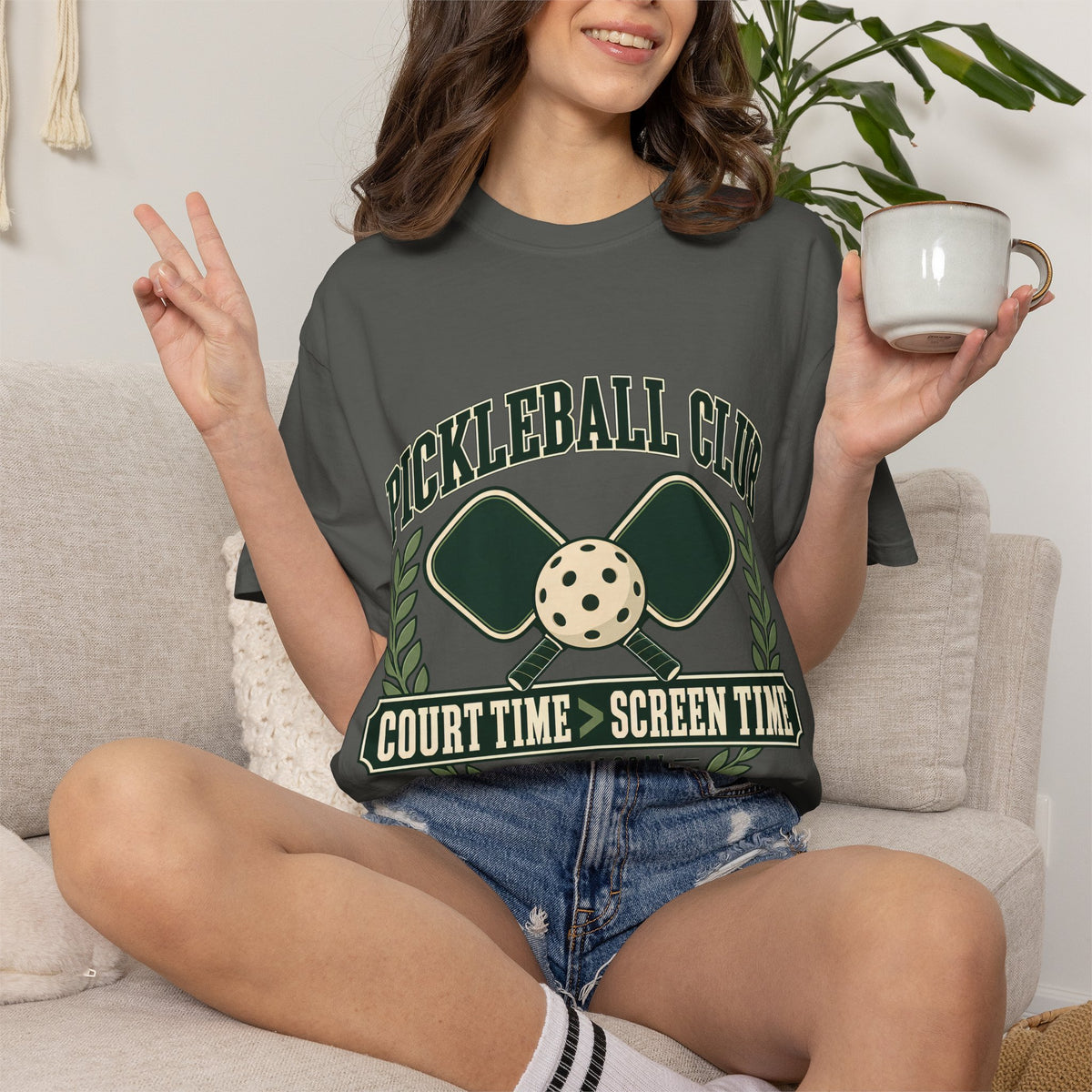 Pickleball Club Court Time Over Screen Time Comfort Colors Tee