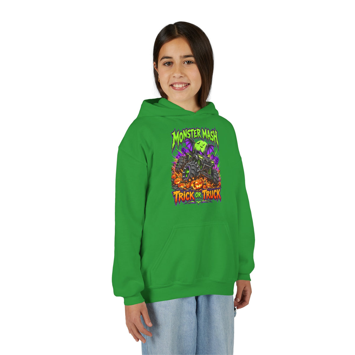 Monster Mash Trick or Truck Youth Halloween Hoodie