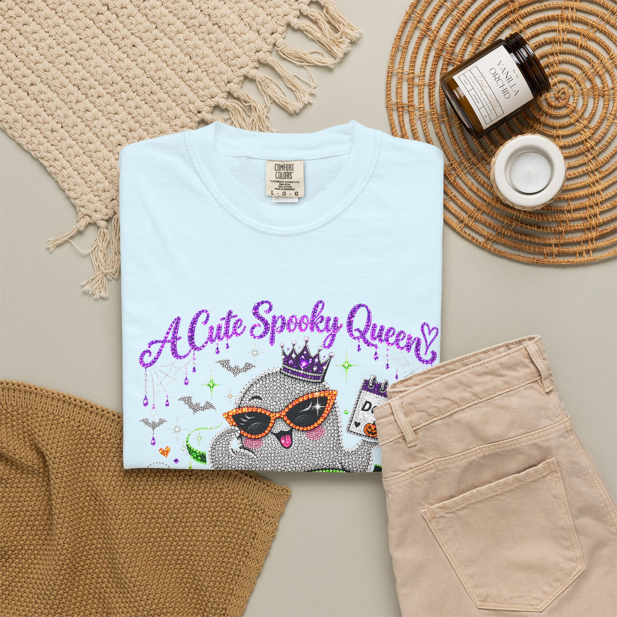 Personalized Spooky Queen October Birthday Comfort Colors Tee