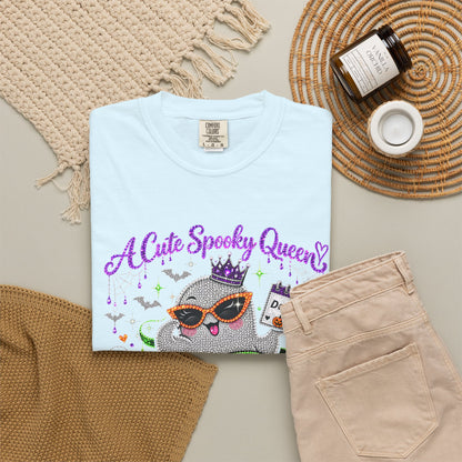 Personalized Spooky Queen October Birthday Comfort Colors Tee
