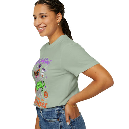 Personalized Spooky Queen October Birthday Comfort Colors Tee