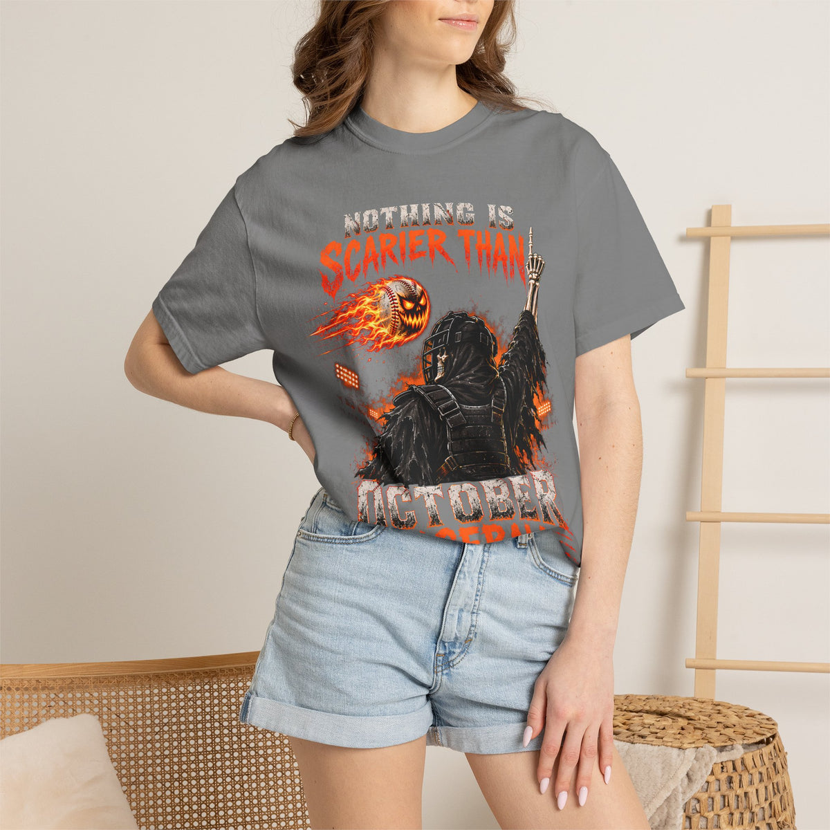 October Baseball Halloween Comfort Colors Graphic T-Shirt