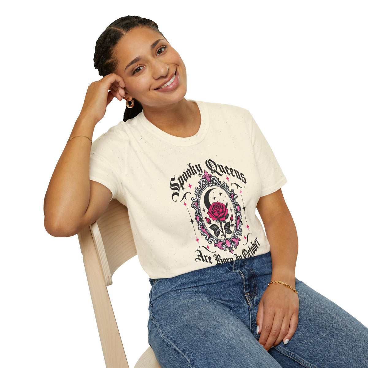 Spooky Queens Are Born In October Shirt – Gothic Rose Halloween Birthday Tee